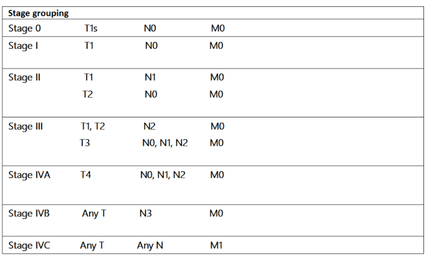 <p>Stage Grouping Table&nbsp;</p>