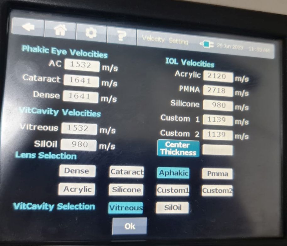 <p>Ultrasonic Biometry Settings